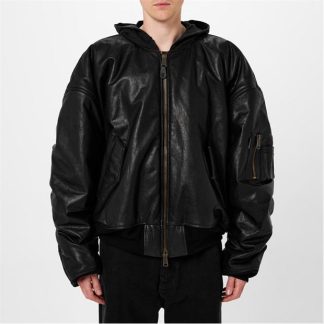 BALENCIAGA Diy Metal Outline Hooded Bomber Men Black  for sale