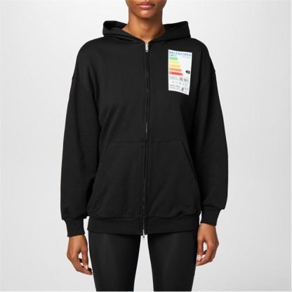 BALENCIAGA Energy Hoodie Women Zip Hoodies Black 1055 for sale