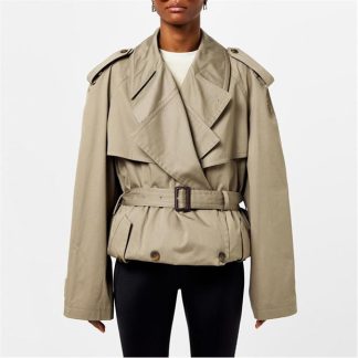 BALENCIAGA Folded Trench Coat Women Sand Beige 9506  for sale