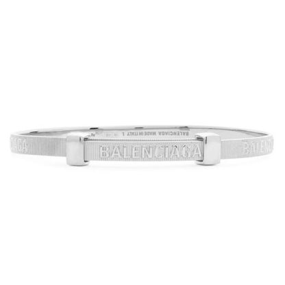 BALENCIAGA Force Striped Bracelet Women Silver 0918  for sale