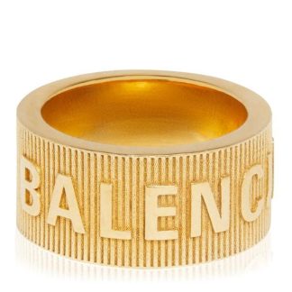 BALENCIAGA Force Striped Ring Unisex Rings Gold for sale