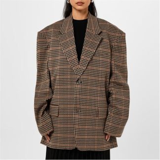 BALENCIAGA Houndstooth Knitted Blazer Women Beige  for sale