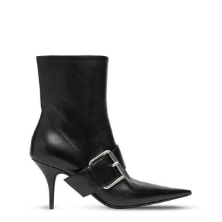 BALENCIAGA Knife Buckled Leather Ankle Boots Women Black  for sale