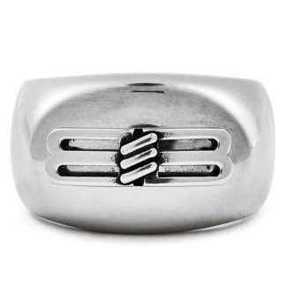 BALENCIAGA License Ring Unisex Ant Silv 0911  for sale