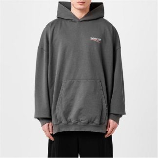 BALENCIAGA Logo Political Hoodie Men OTH Hoodies Smoke Gry 1227 for sale