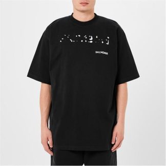 BALENCIAGA Logo-Print Cotton-Jersey T-Shirt Men Black/White  for sale