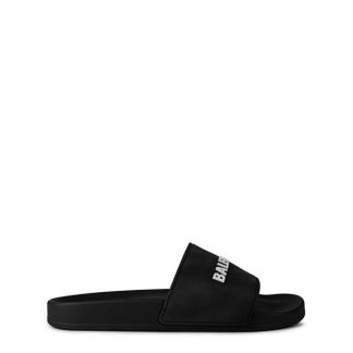 BALENCIAGA Logo Sliders Men Pool Shoes Black/White for sale