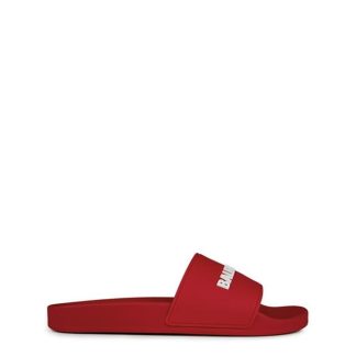 BALENCIAGA Logo Sliders Men Pool Shoes Red/White for sale