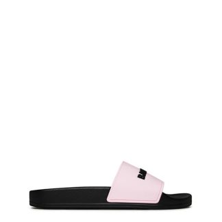 BALENCIAGA Logo Sliders Women Pool Shoes Pink Blk 5610 for sale