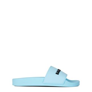 BALENCIAGA Logo Sliders Women Pool Shoes Sky Blue 4001 for sale