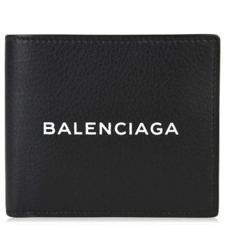 BALENCIAGA Logo Square Folded Wallet Unisex Black/White  for sale