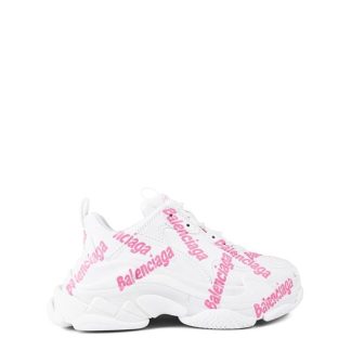 BALENCIAGA Logo Triple S Trainers Women Chunky Trainers Wht/Pnk 9050 for sale