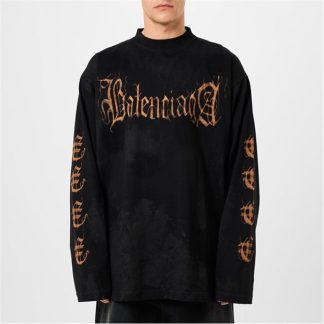 BALENCIAGA Long Sleeve Metal Oversize T-Shirt Men Black  for sale