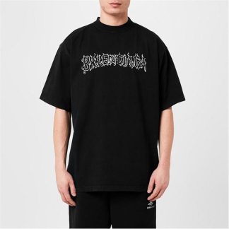 BALENCIAGA Metal Logo T-Shirt Men Fd Black/White  for sale