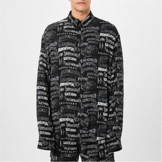 BALENCIAGA Metal Printed Shirt Men Black  for sale