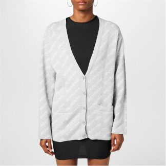 BALENCIAGA Mini Allover Logo Cardigan Women Grey 1461  for sale