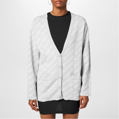 BALENCIAGA Mini Allover Logo Cardigan Women Grey 1461  for sale