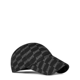 BALENCIAGA Monogram Print Cap Men Black/Grey 1062  for sale