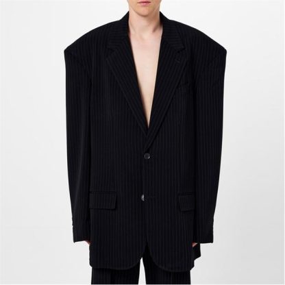 BALENCIAGA Oversized Pinstripe Blazer Men Black/Wht 1070  for sale