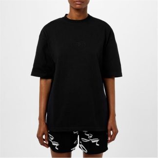 BALENCIAGA Paris Embroidered Oversized T-Shirt Women Black 8190  for sale