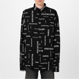 BALENCIAGA Paris Logo Shirt Men Black/White  for sale