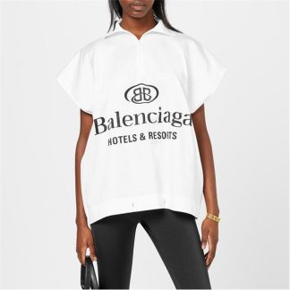 BALENCIAGA Pillow Oversized Shirt Women Wht/Blk 9040  for sale