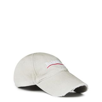 BALENCIAGA Political Cotton Cap Men White  for sale