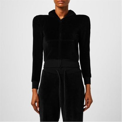 BALENCIAGA Round Shoulder Zip-Up Hoodie Women Black  for sale