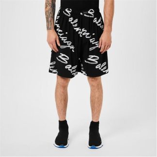 BALENCIAGA Scribble Shorts Men Blck/Whte 1070  for sale