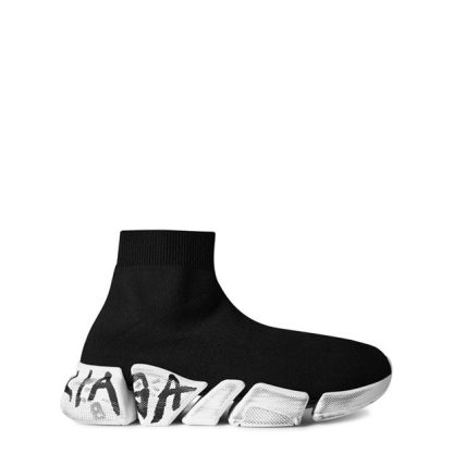 BALENCIAGA Speed 2.0 Grafitti Knit Trainers Women Blk White 1091  for sale