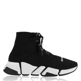 BALENCIAGA Speed 2.0 Lace Up Trainers Women Blk/Wht 1015  for sale