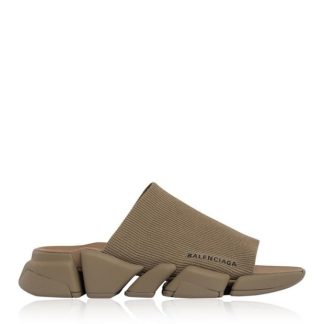 BALENCIAGA Speed 2.0 Slide Women Flat Sandals Drk Taupe 2022 for sale