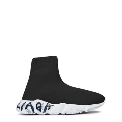 BALENCIAGA Speed Graffiti Recycled Knit Trainers Juniors Kids Sock Trainers Black 1091 for sale