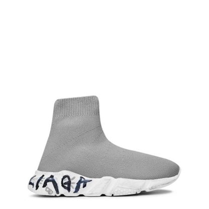 BALENCIAGA Speed Graffiti Recycled Knit Trainers Juniors Kids Sock Trainers Gry/Wht 1991 for sale