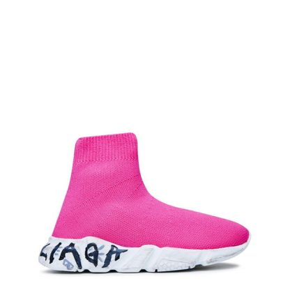 BALENCIAGA Speed Graffiti Recycled Knit Trainers Juniors Kids Sock Trainers Pink 5091 for sale