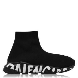 BALENCIAGA Speed Graffiti Sneakers Women Sock Trainers Blk/Blk/Wht1006 for sale