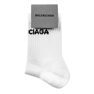 BALENCIAGA Tennis Socks Junior Unisex Knee High Socks Wht Blk 9060 for sale