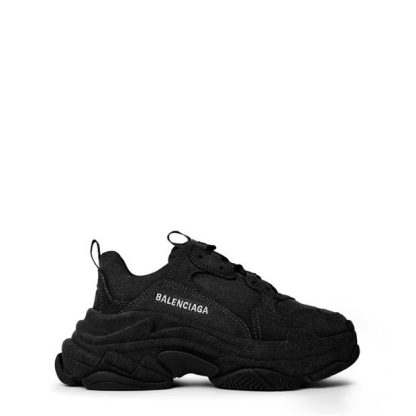 BALENCIAGA Triple S Denim Trainers Women Chunky Trainers Black Denim for sale