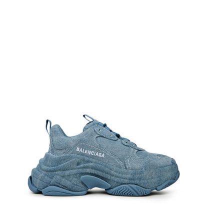 BALENCIAGA Triple S Denim Trainers Women Chunky Trainers Blue for sale