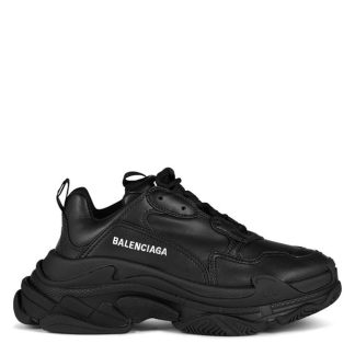 BALENCIAGA Triple S Leather Trainers Women Chunky Trainers Black Lthr 1000 for sale