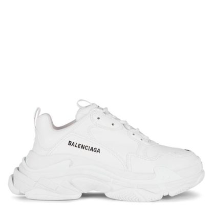 BALENCIAGA Triple S Leather Trainers Women Chunky Trainers White Lthr 9000 for sale