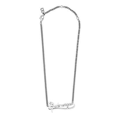 BALENCIAGA Typo Valentine Necklace Women Ant Silv 0911  for sale