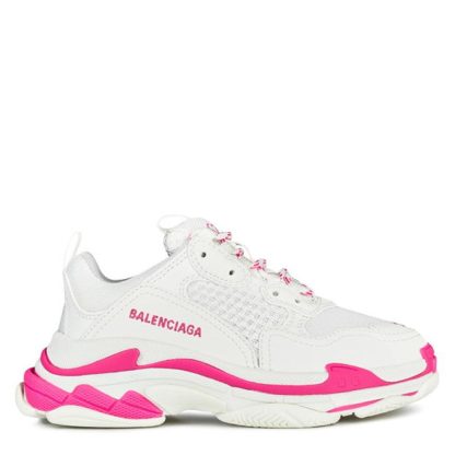 BALENCIAGA Unisex Childs Triple S Trainers Kids Chunky Trainers Wht/Pink 5390 for sale