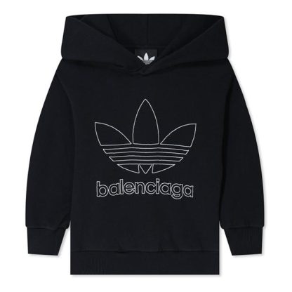 BALENCIAGA X Adidas Juniors Oversized Hoodie Kids Black/White  for sale