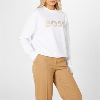 BOSS Ecaisa Sweatshirt Women Crew Sweaters White 100 for sale