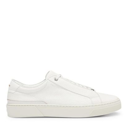 BOSS Gary Grained Leather Trainer Men Low Trainers White 001 for sale