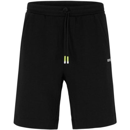 BOSS Headlo 1 Embroidered Logo Shorts Men Fleece Shorts Black 001 for sale