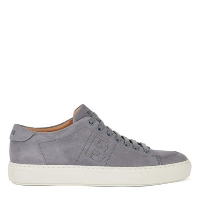 BOSS Mirage Suede Trainers Men Medium Grey  for sale