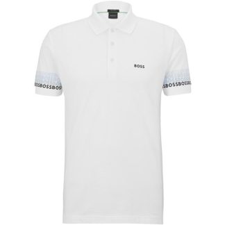 BOSS Paddy 2 Polo Shirt Men Short Sleeve Polos White 100 for sale