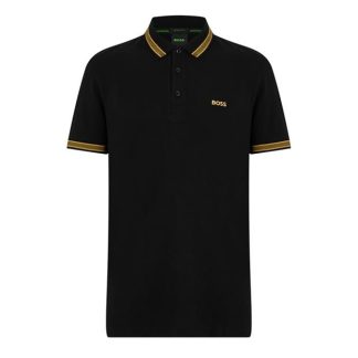 BOSS Paddy Polo Shirt Men Short Sleeve Polos Black Gold for sale